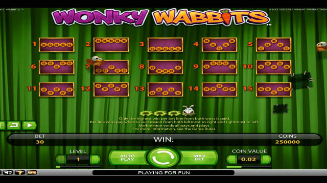 Игровой автомат Wonky Wabbits